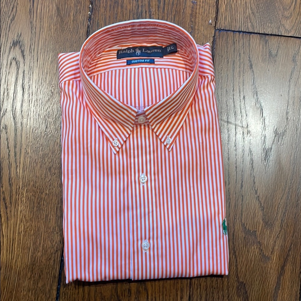Ralph Lauren Red and White Casual Button Down Shirt